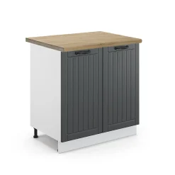 Vicco Meuble bas sous-évier Anthracite campagne 80cm , PT Chêne