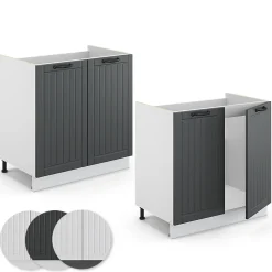 Vicco Meuble bas sous-évier Anthracite campagne 80cm , PT Chêne