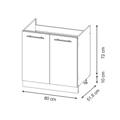 Vicco Meuble bas sous-évier Chêne de force doré 80cm , PT Anthracite
