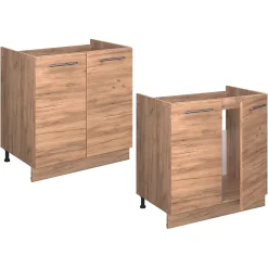 Vicco Meuble bas sous-évier Chêne de force doré 80cm , PT Anthracite