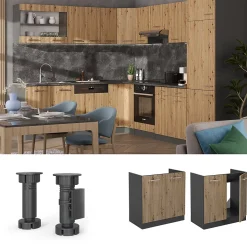 Vicco Meuble bas sous-évier Chêne Artisan 80cm sans PT