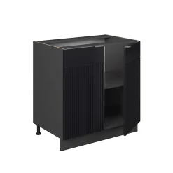 Vicco Meuble bas sous-évier Noir rayé 80cm avec étagère, PT Anthracite