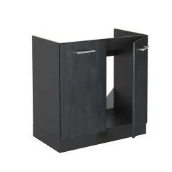 Vicco Meuble bas sous-évier Béton noir 80cm PT Chêne