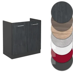 Vicco Meuble bas sous-évier Béton noir 80cm PT Chêne