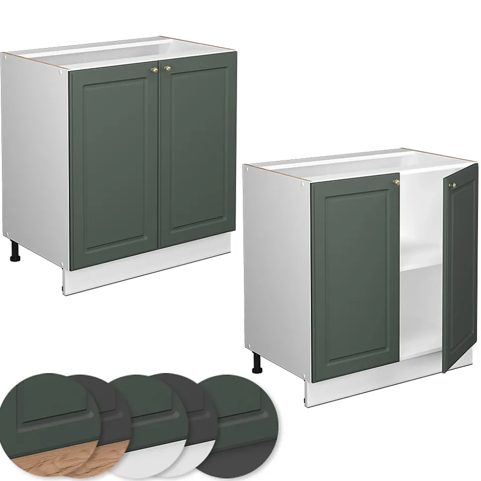 Vicco Meuble bas sous-évier Vert Or Campagne 80cm avec étagère, sans PT