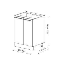 Vicco Meuble bas sous-évier Blanc campagne 80cm avec étagère, sans PT