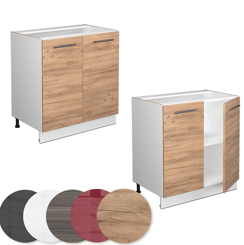 Vicco Meuble bas sous-évier Chêne de force doré 80cm avec étagère, PT Chêne