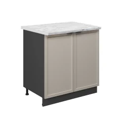 Vicco Meuble bas sous-évier GrisBeige 80cm avec étagère, PT Marbre