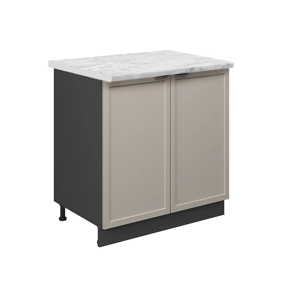 Vicco Meuble bas sous-évier GrisBeige 80cm avec étagère, PT Marbre
