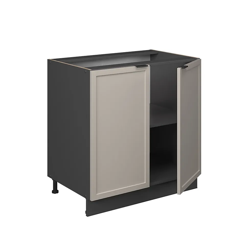 Vicco Meuble bas sous-évier GrisBeige 80cm avec étagère, PT Marbre