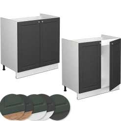 Vicco Meuble bas sous-évier Anthracite-or 80cm , PT Marbre