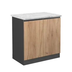 Vicco Meuble bas sous-évier Chêne de force doré 80cm AP Marbre