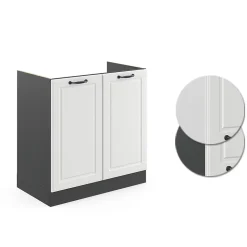 Vicco Meuble bas sous-évier Blanc campagne 80cm sans PT