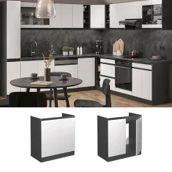 Vicco Meuble bas sous-évier Blanc 80cm , PT Anthracite