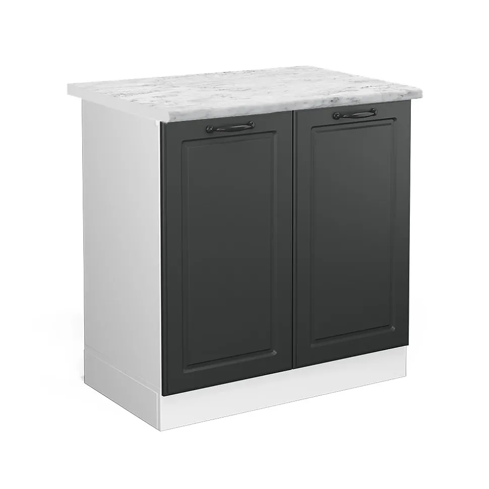 Vicco Meuble bas sous-évier Anthracite campagne 80cm , PT Marbre