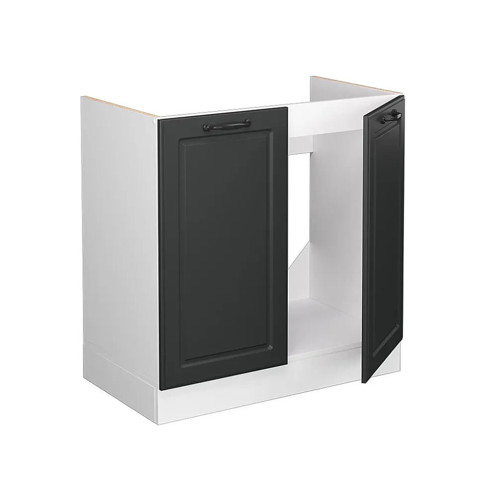 Vicco Meuble bas sous-évier Anthracite campagne 80cm , PT Marbre