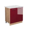 Vicco Meuble bas sous-évier Rouge bordeaux Haute brillance 80cm , PT Marbre