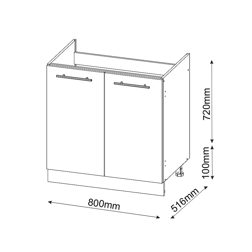 Vicco Meuble bas sous-évier Rouge bordeaux Haute brillance 80cm , PT Marbre