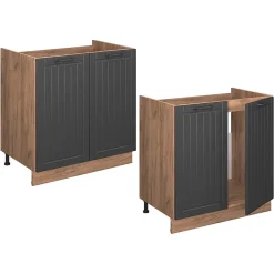 Vicco Meuble bas sous-évier Gris foncé 80cm sans PT