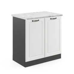 Vicco Meuble bas sous-évier Blanc campagne 80cm , PT Marbre