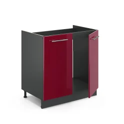 Vicco Meuble bas sous-évier Rouge bordeaux Haute brillance 80cm sans PT