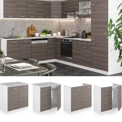 Vicco Meuble bas sous-évier Gris 80cm sans PT