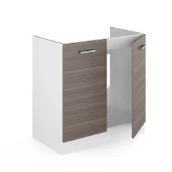 Vicco Meuble bas sous-évier Gris 80cm sans PT