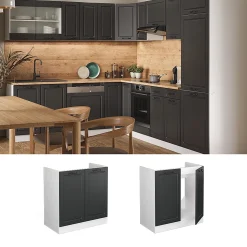 Vicco Meuble bas sous-évier Anthracite campagne 80cm , PT Anthracite