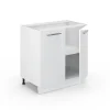 Vicco Meuble bas sous-évier Blanc Haute brillance 80cm avec étagère, PT Chêne