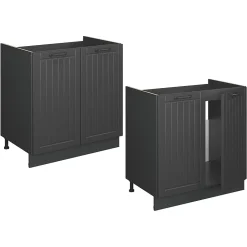 Vicco Meuble bas sous-évier Gris foncé 80cm sans PT