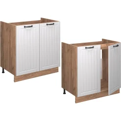 Vicco Meuble bas sous-évier Blanc campagne 80cm sans PT