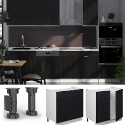 Vicco Meuble bas sous-évier Noir rayé 80cm , PT Anthracite