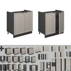 Vicco Meuble bas sous-évier GrisBeige 80cm , PT Chêne