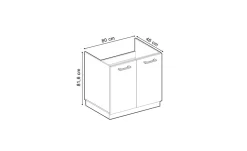 Vicco Meuble bas sous-évier Blanc campagne 80cm , PT Chêne