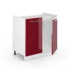 Vicco Meuble bas sous-évier Rouge bordeaux Haute brillance 80cm sans PT