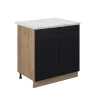 Vicco Meuble bas sous-évier Noir rayé 80cm , PT Marbre