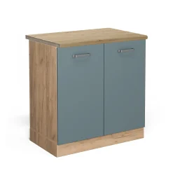 Vicco Meuble bas sous-évier Bleu-gris 80cm , PT Chêne