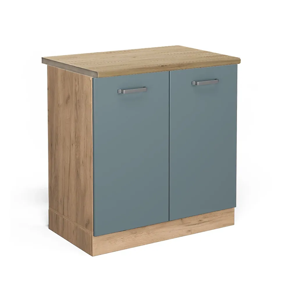 Vicco Meuble bas sous-évier Bleu-gris 80cm , PT Chêne