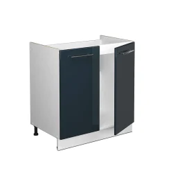 Vicco Meuble bas sous-évier Bleu foncé brillant 80cm sans PT