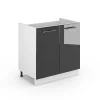 Vicco Meuble bas sous-évier Anthracite Haute brillance 80cm sans PT