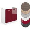 Vicco Meuble bas sous-évier Rouge brillant 80cm , PT Chêne