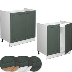 Vicco Meuble bas sous-évier Vert Or Campagne 80cm , PT Marbre