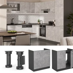 Vicco Meuble bas sous-évier Béton 80cm sans PT