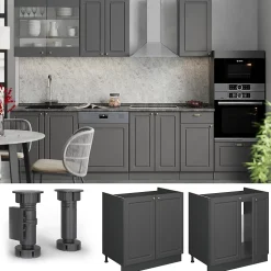 Vicco Meuble bas sous-évier Anthrazit-Gold Landhaus 80cm , PT Anthracite