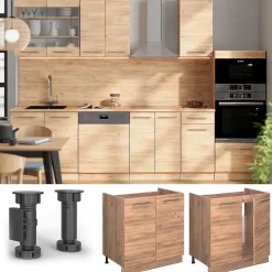 Vicco Meuble bas sous-évier Chêne de force doré 80cm sans PT