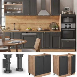 Vicco Meuble bas sous-évier Anthracite-or 80cm , PT Anthracite