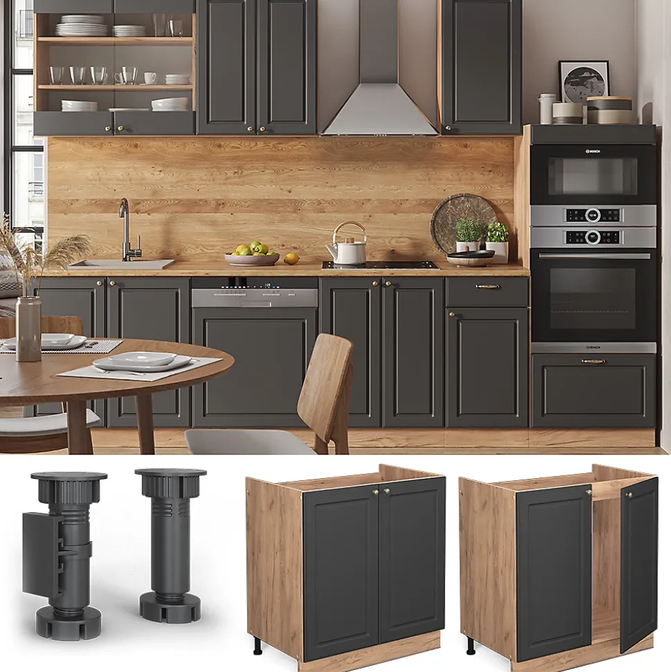 Vicco Meuble bas sous-évier Anthracite-or 80cm , PT Anthracite