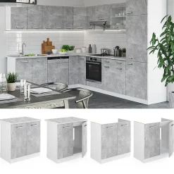 Vicco Meuble bas sous-évier Béton 80cm , PT Anthracite