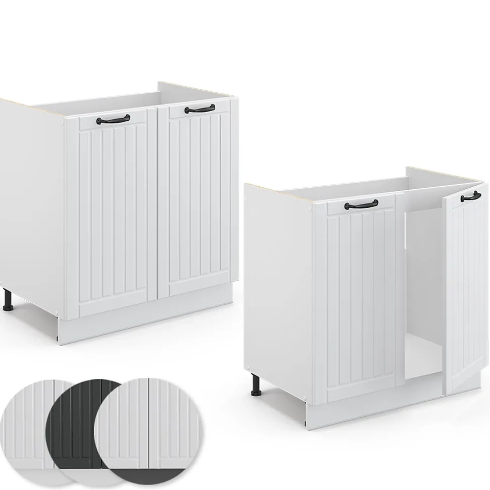 Vicco Meuble bas sous-évier Blanc campagne 80cm sans PT