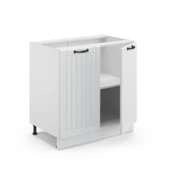 Vicco Meuble bas sous-évier Blanc campagne 80cm avec étagère, PT Marbre